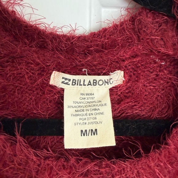 Billabong Fuzzy Burgundy Sweater - Picture 2 of 3